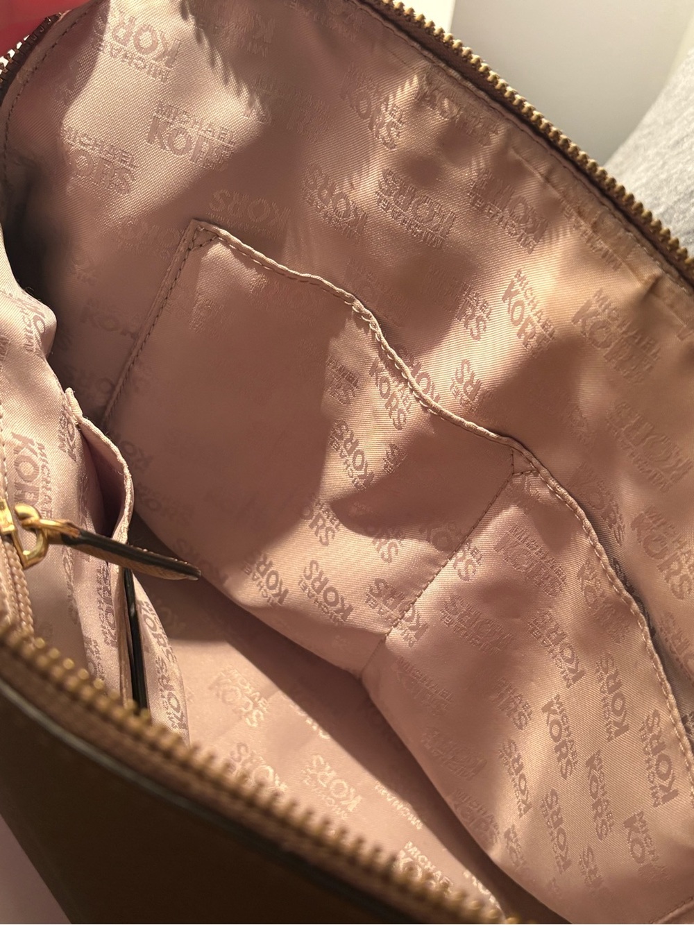 Michael Kors Taupe/ Brown Purse with Gold Hardware - Picture 6 of 8